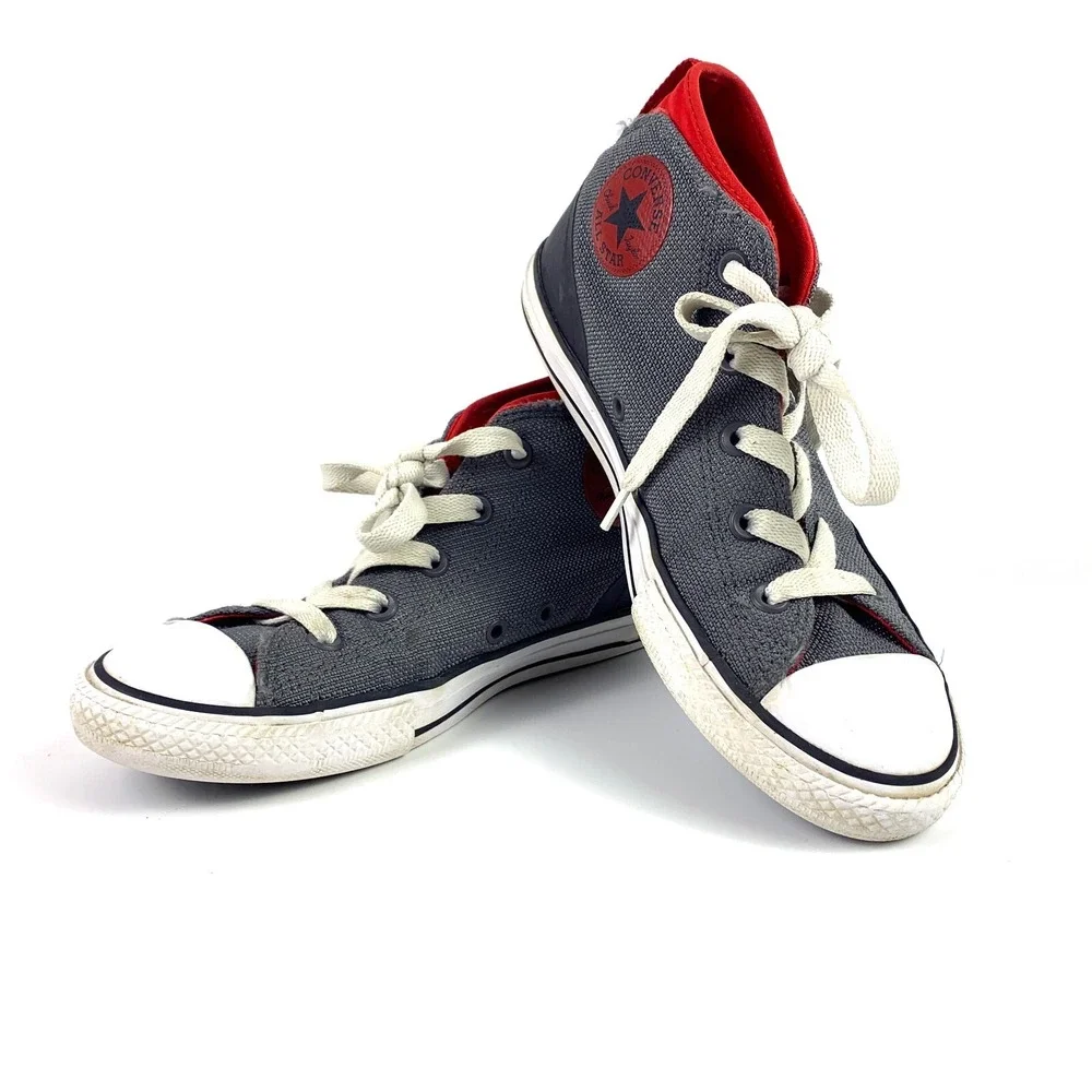 Converse All Star Syde Street Mid Sneaker Jr Sz 4 Red‎ Gray Black Chuck Taylor
